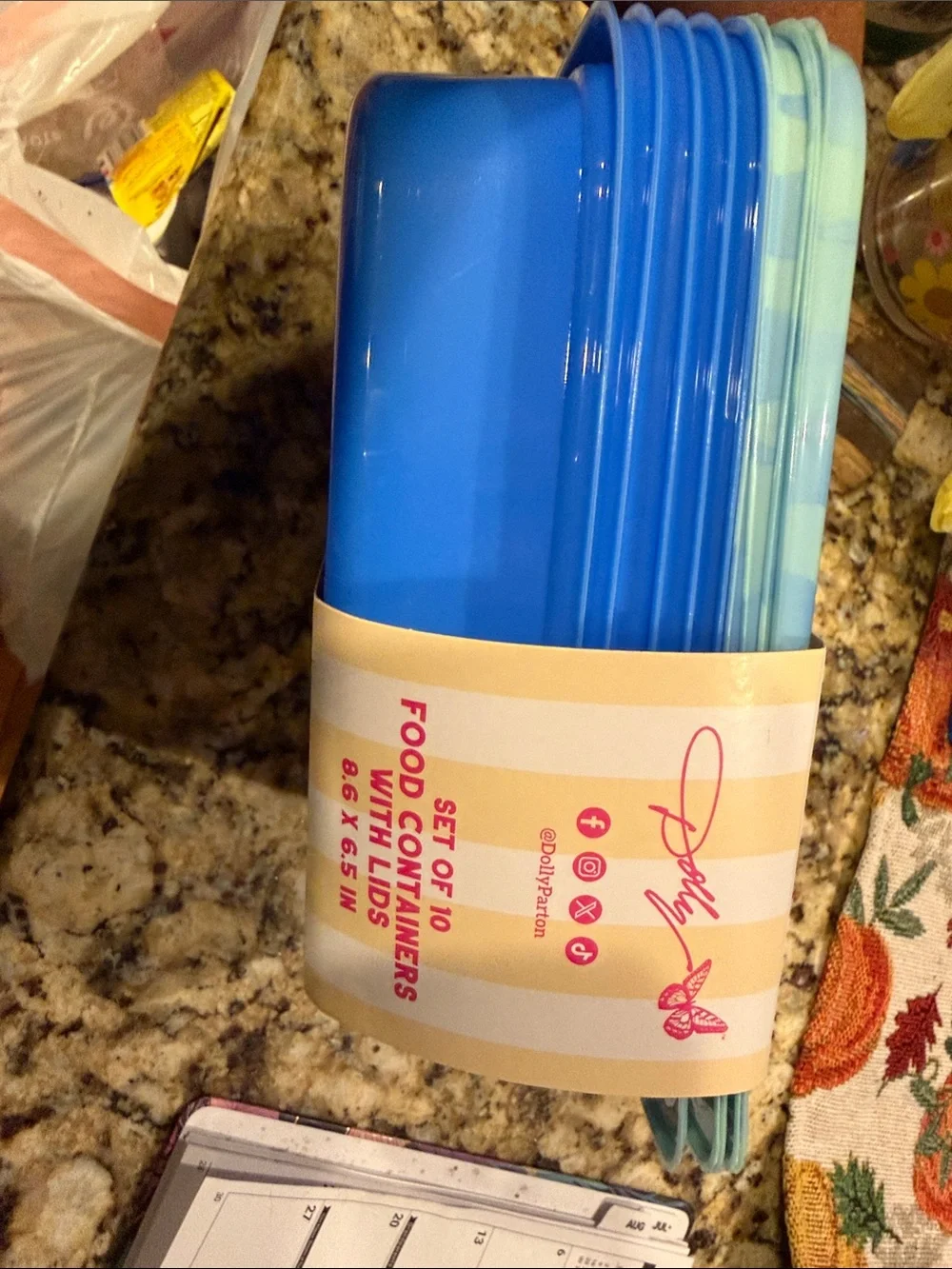 Dolly Parton Blue Floral Butterfly Disposable Food Containers - Set of 10